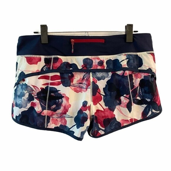 Lululemon Womens Running Dolphin Shorts Beige Blue 10 - Picture 3 of 5